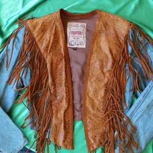 Phoenix USA Frontier Collection Leather Fringe/Denim Jacket - VINTAGE - Size S